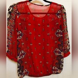 Vintage Shirt Red Women's Boho